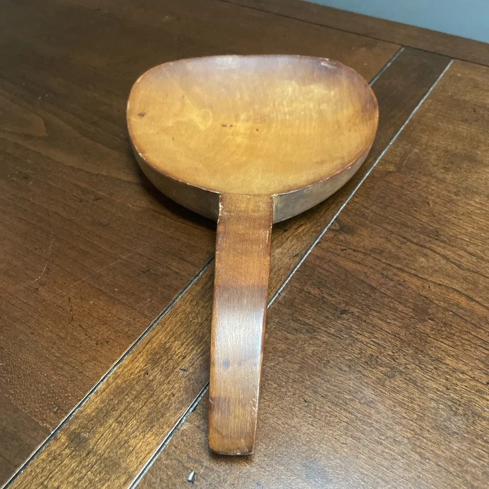 Early American Treen Ware Butter paddle scoop LARGE SPOON VTG - BEAUTIFUL!